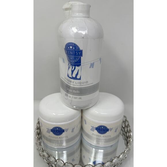 Scentsy Silver Bells Laundry Bundle–Laundry Liquid+2 Washer Whiffs–NEW & Rare - Picture 1 of 3